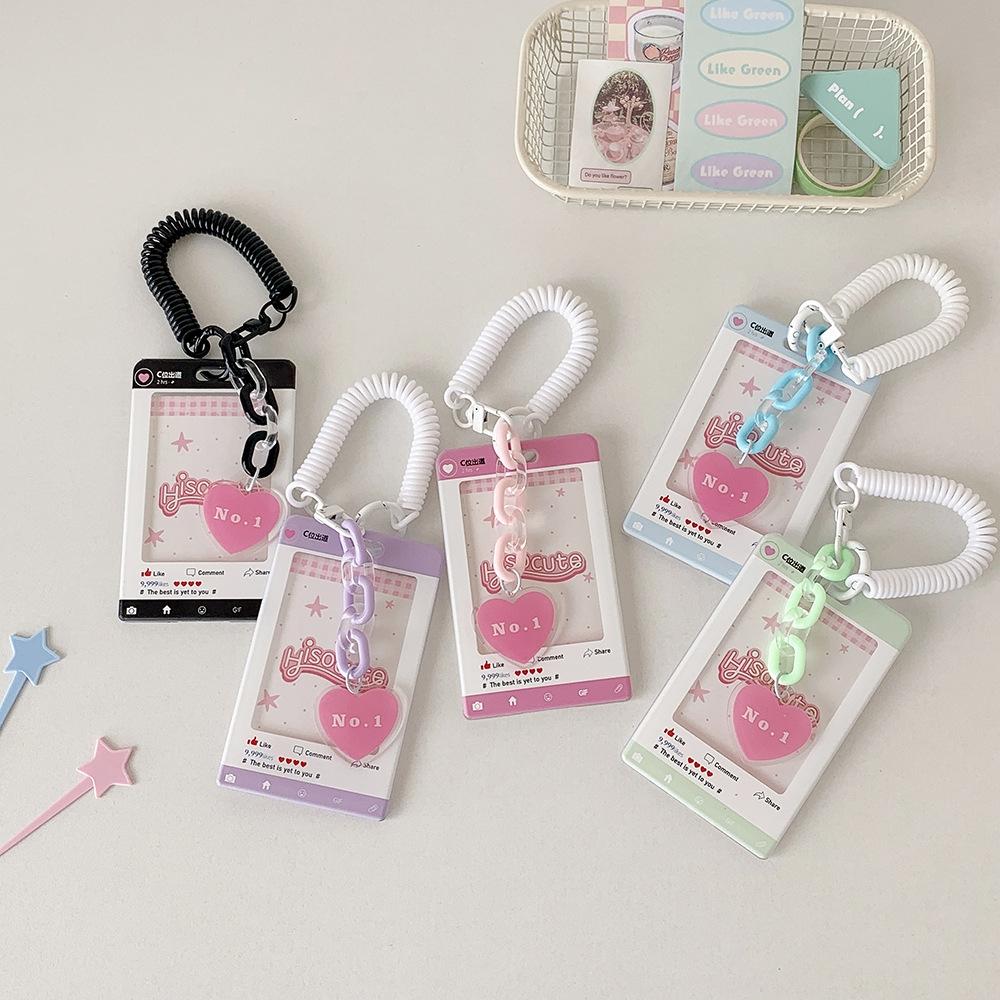 ハートチャーム フォト カードホルダー キーリング 5種