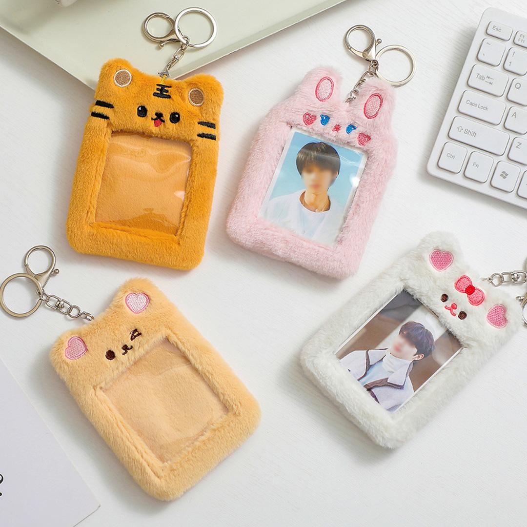 ファー ポカホルダー 雑貨店 フォトカードホルダー 証明写真 うさぎぬいぐるみキーリング ケース キーホルダー