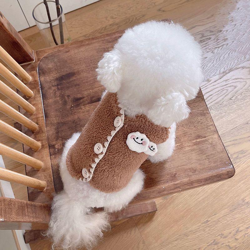 犬服 ベスト フード 外出着 部屋着 Tシャツ 雲バッジベスト