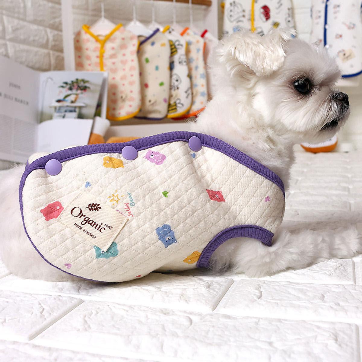 犬服 部屋着 パジャマ 犬用ベスト オーガニック 純綿 睡眠 ハリボベスト XS