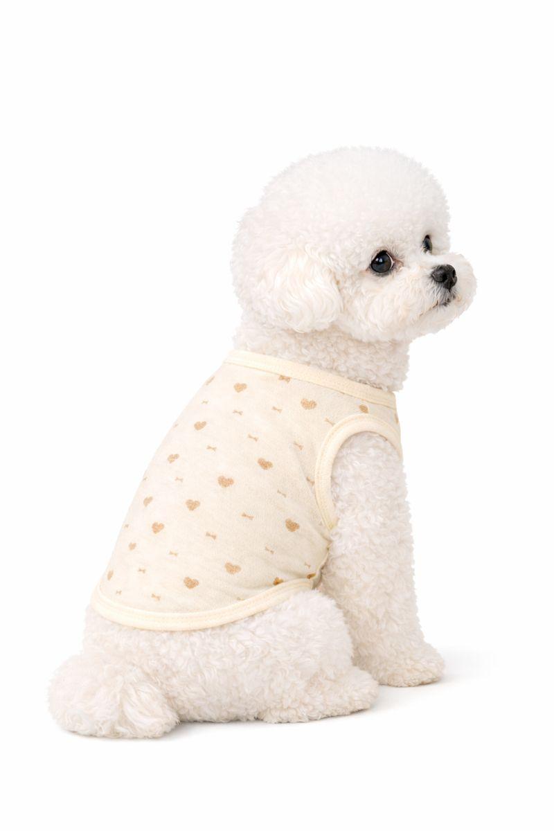 犬服 純綿 部屋着 オーガニックコットン 小型犬 ドッグウェア リボンベア S