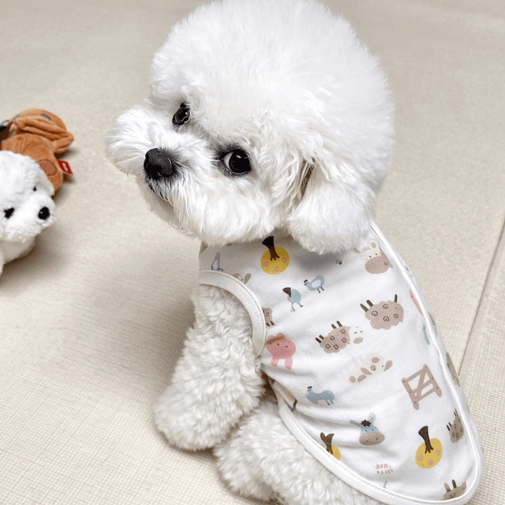 강아지옷 강아지나시 여름옷 실내복 잠옷 조끼 오가닉 순면 수면조끼 블랑시앙 포근해꿀잠S