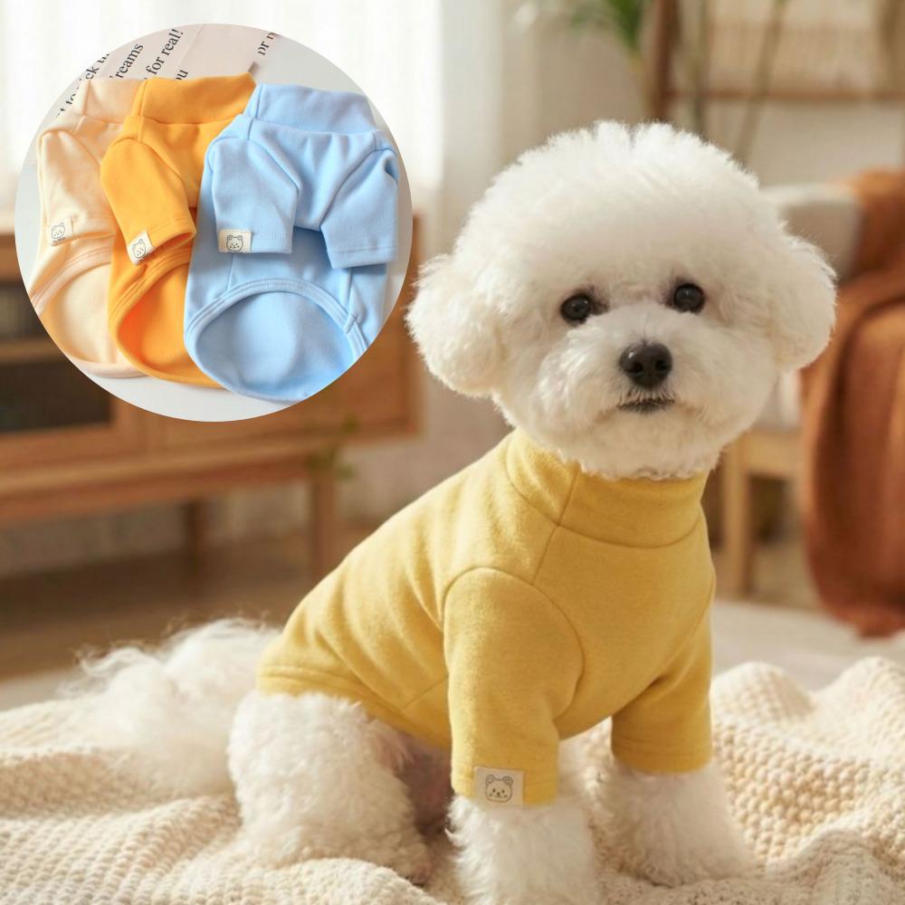 犬用タートルネックTシャツ 室内着 裏起毛 首元暖かい ペット服