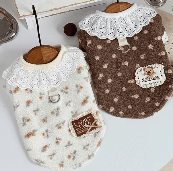 ニューデイズ 襟付き 秋 フラワーワンピース 犬服