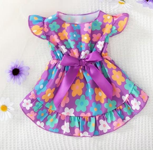 ニューデイズ 紫 フラワー プリンセス お出かけ服 犬服