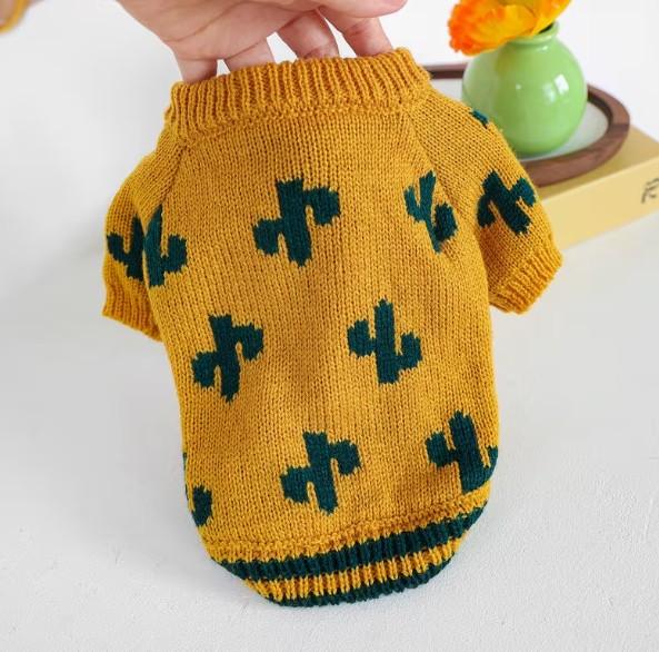 NEWDAYS マスタード サボテン ニット 犬服