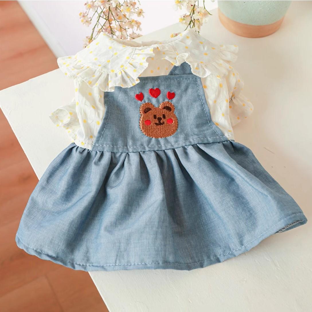 犬服 ベア シャツ ワンピース 春 夏 秋 冬 犬用室内服 外出服