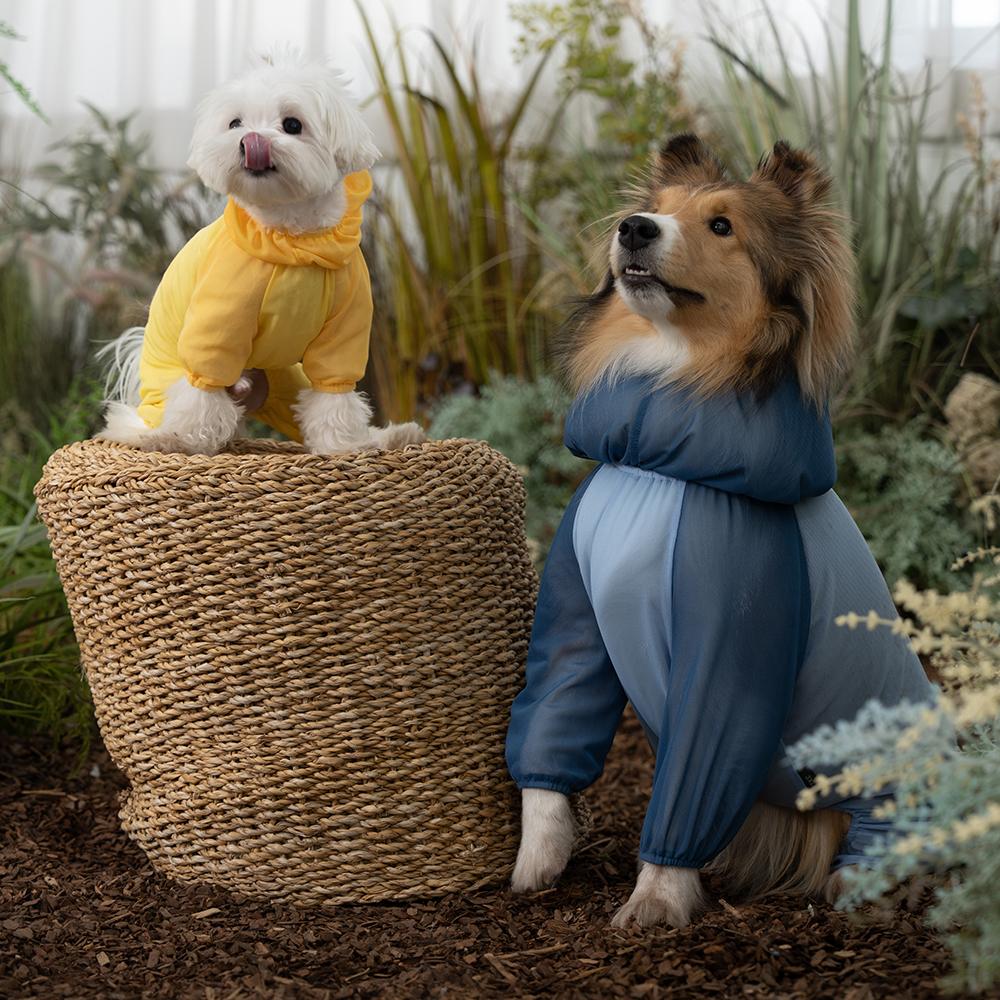犬 虫除け 夏服 大型犬 ダニ メッシュ バグガード スーツ イエロー 2XL