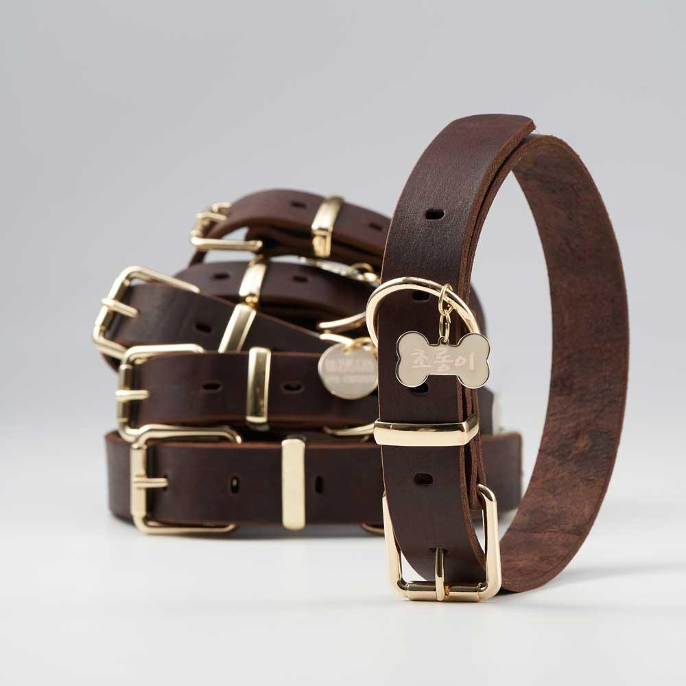 AmiPet 小型犬 中型犬 大型犬用 牛革 子犬用リード 丸型ペンダント XS