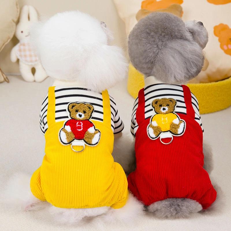 コーディーハゲ 犬用 オールインワン服 クマ サスペンダー パンツ 春 室内服 外出服