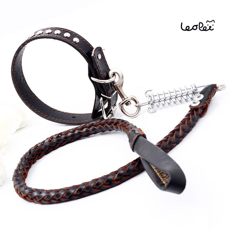 Leopet 牛革 大型犬 犬用リード リード 2種セット M