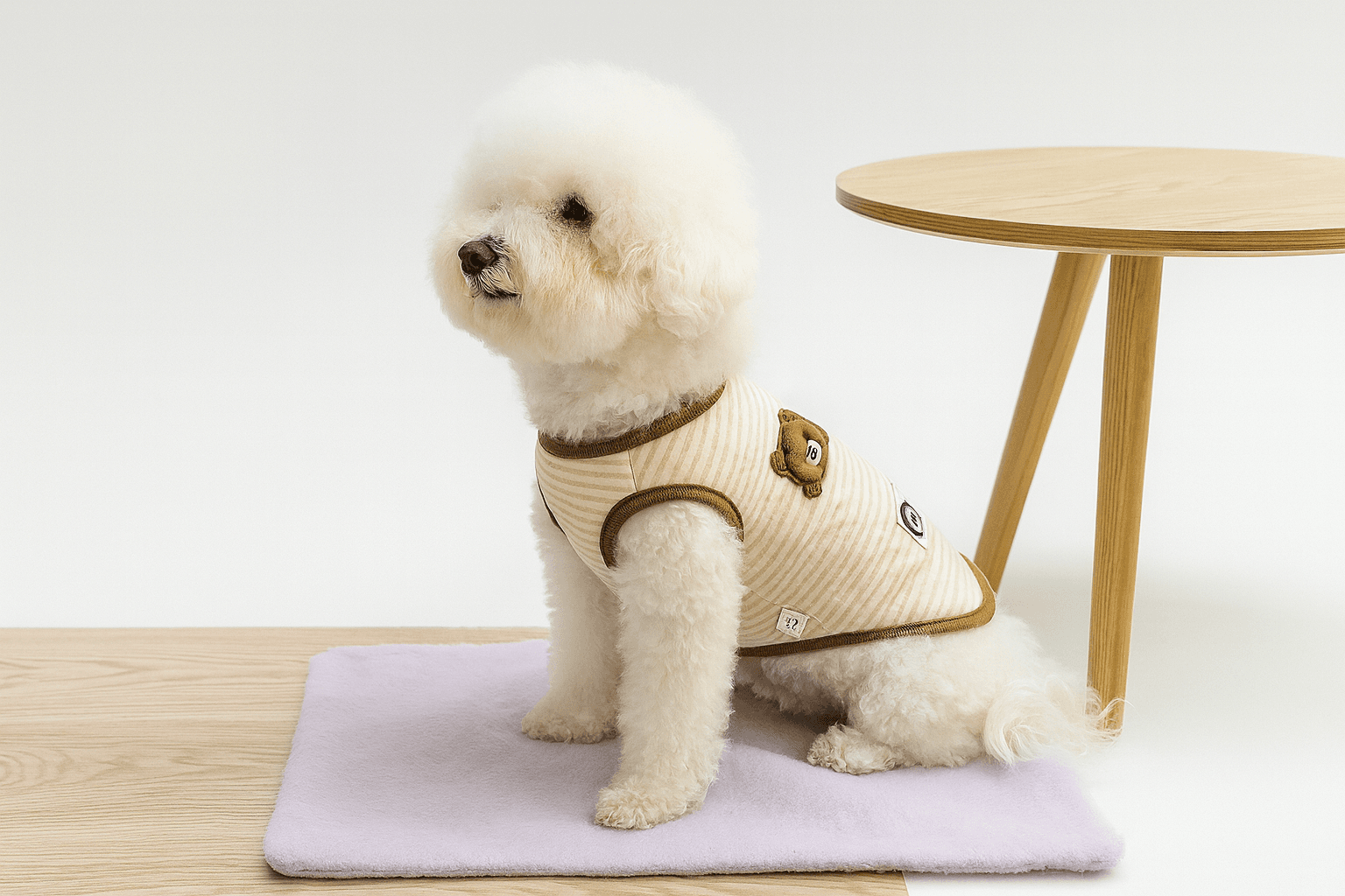 犬服 オーガニックベスト 室内服 ブラウン ストライプs