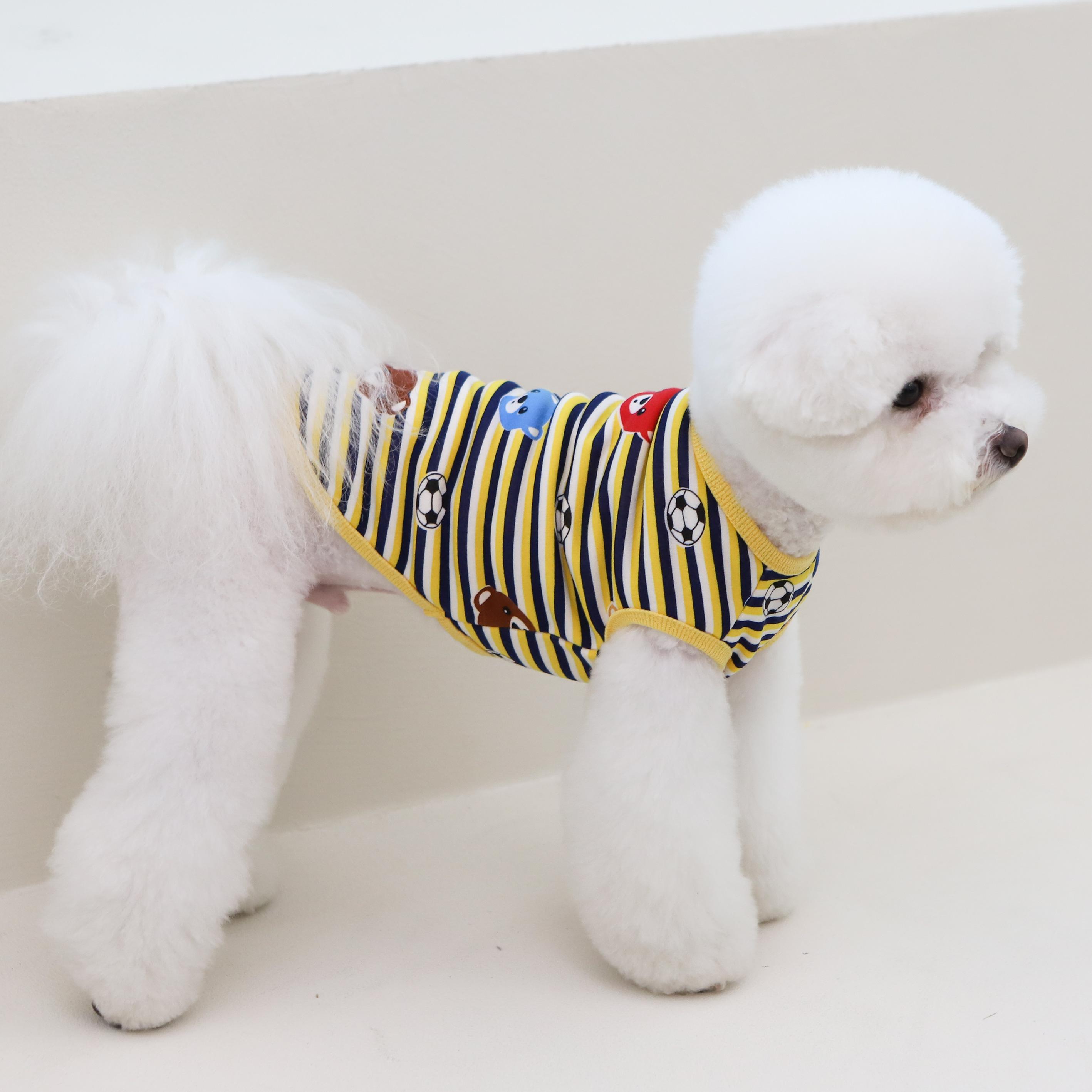 犬服 ふんわり 裏起毛 キャミソール 室内着 Tシャツ 中型犬 大型犬用 イエロー(アヒル)S