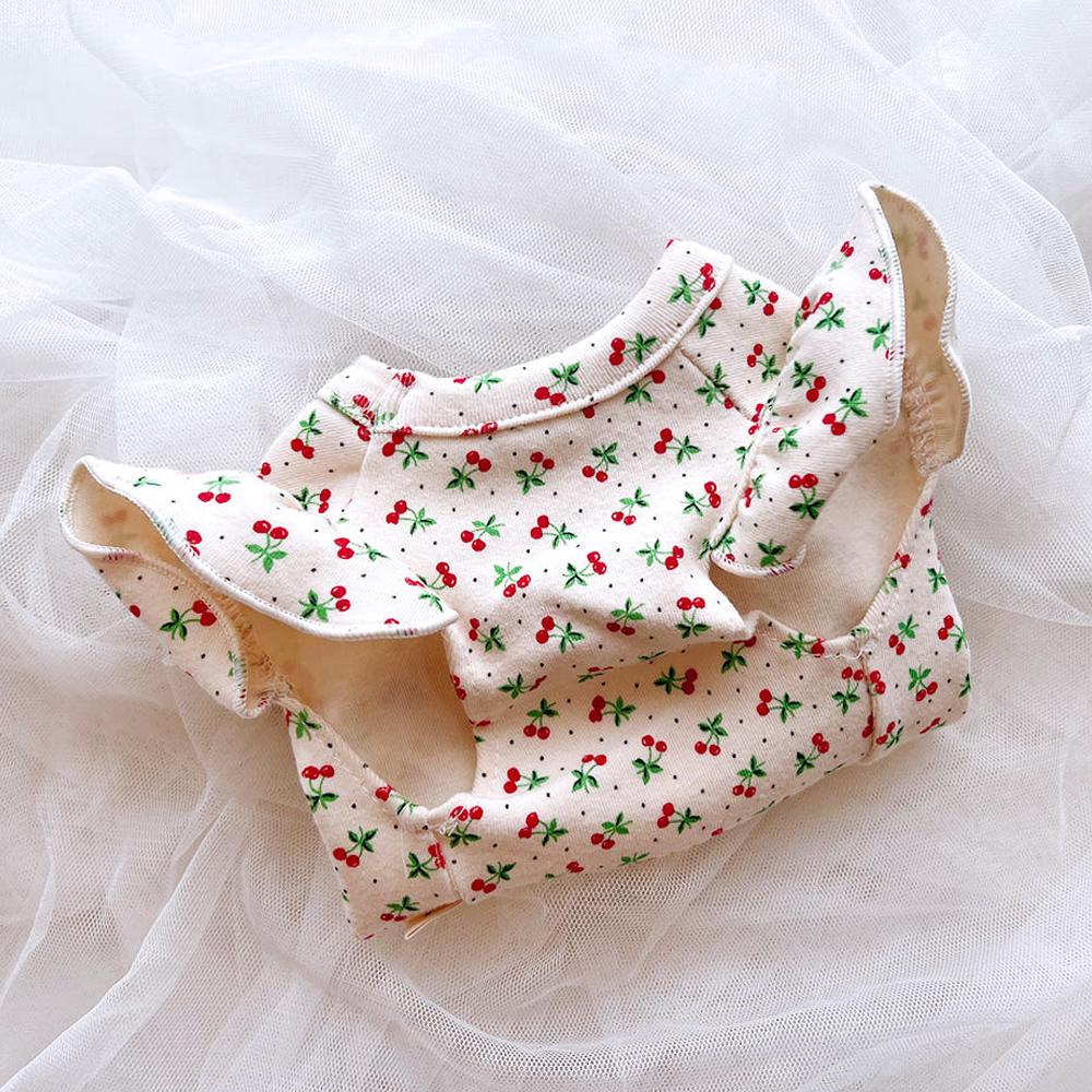 犬服 フリル Tシャツ ミニ チェリー フリルT アイボリー S