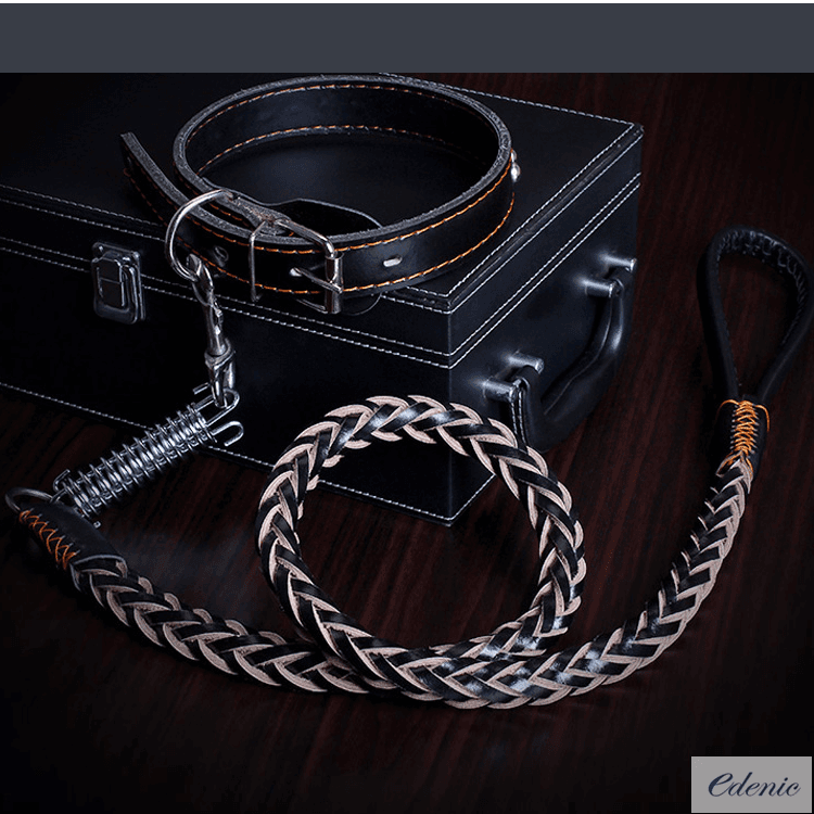 丈夫な大型犬用レザーリード 大型犬用リード リトリバー 珍島犬 ハスキー M