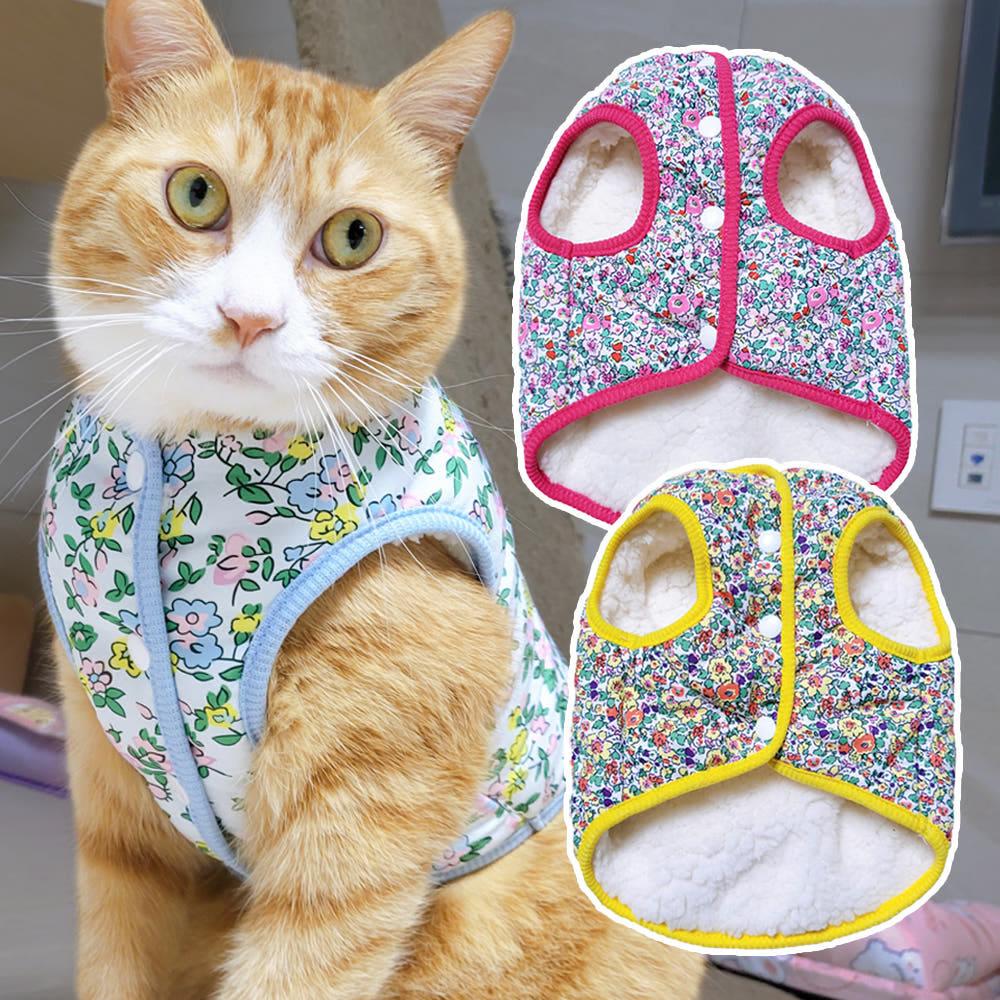 猫服 猫用ベスト 専用服 양털 花柄 キムチ作り ハルモニ（おばあさん） 花猫 かわいい