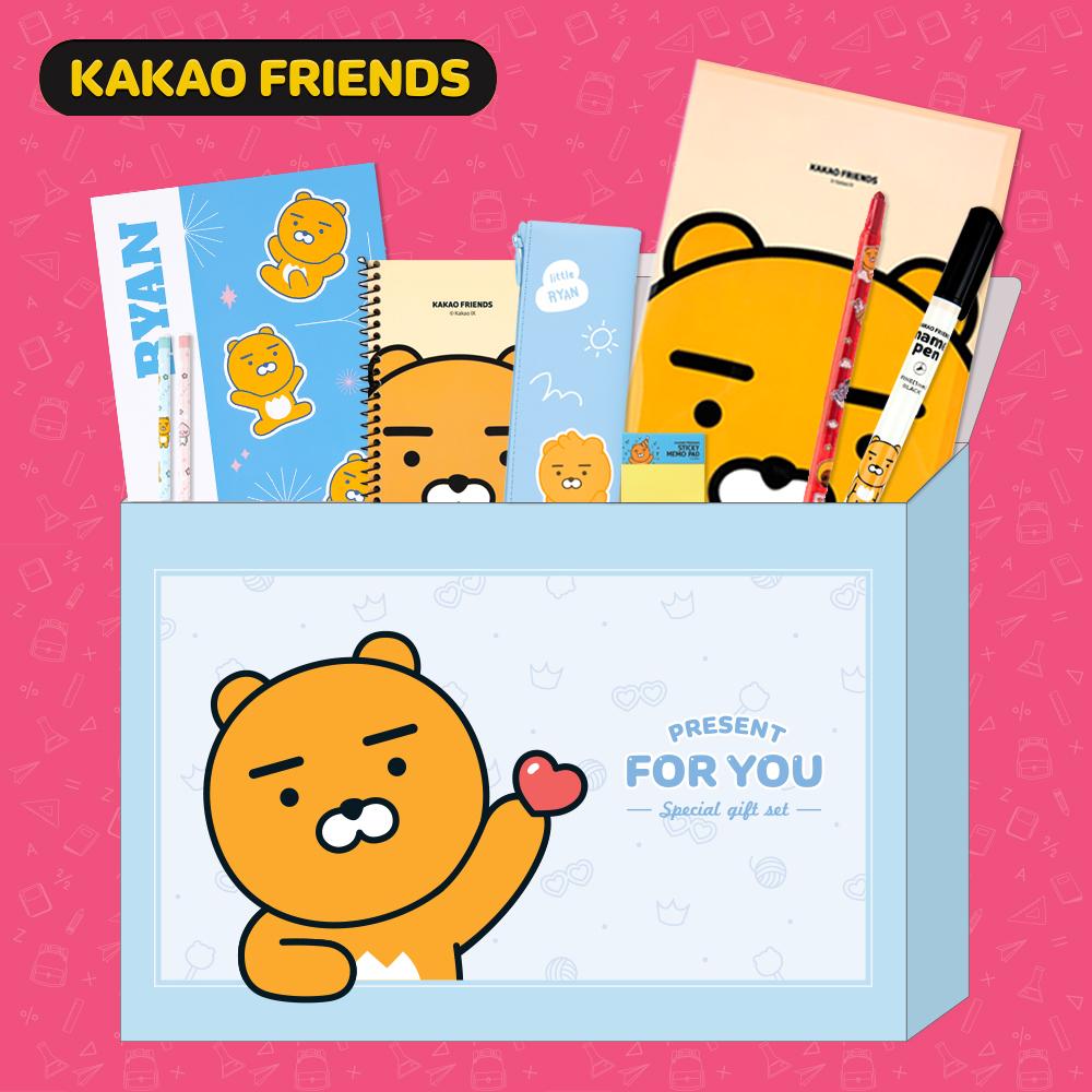 カカオフレンズ (Kakao Friends) 学用品セット (小学校入学祝い, 誕生日, 団体, 実用セット, ライアン)