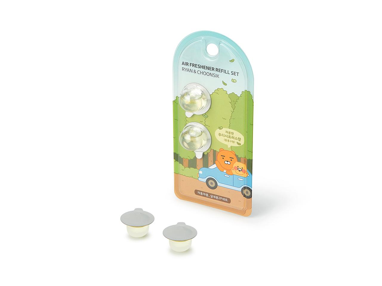 カカオ (Kakao) 車載用 送風口型 芳香剤 リフィル (2個入、ライアン、Kakao Friends)