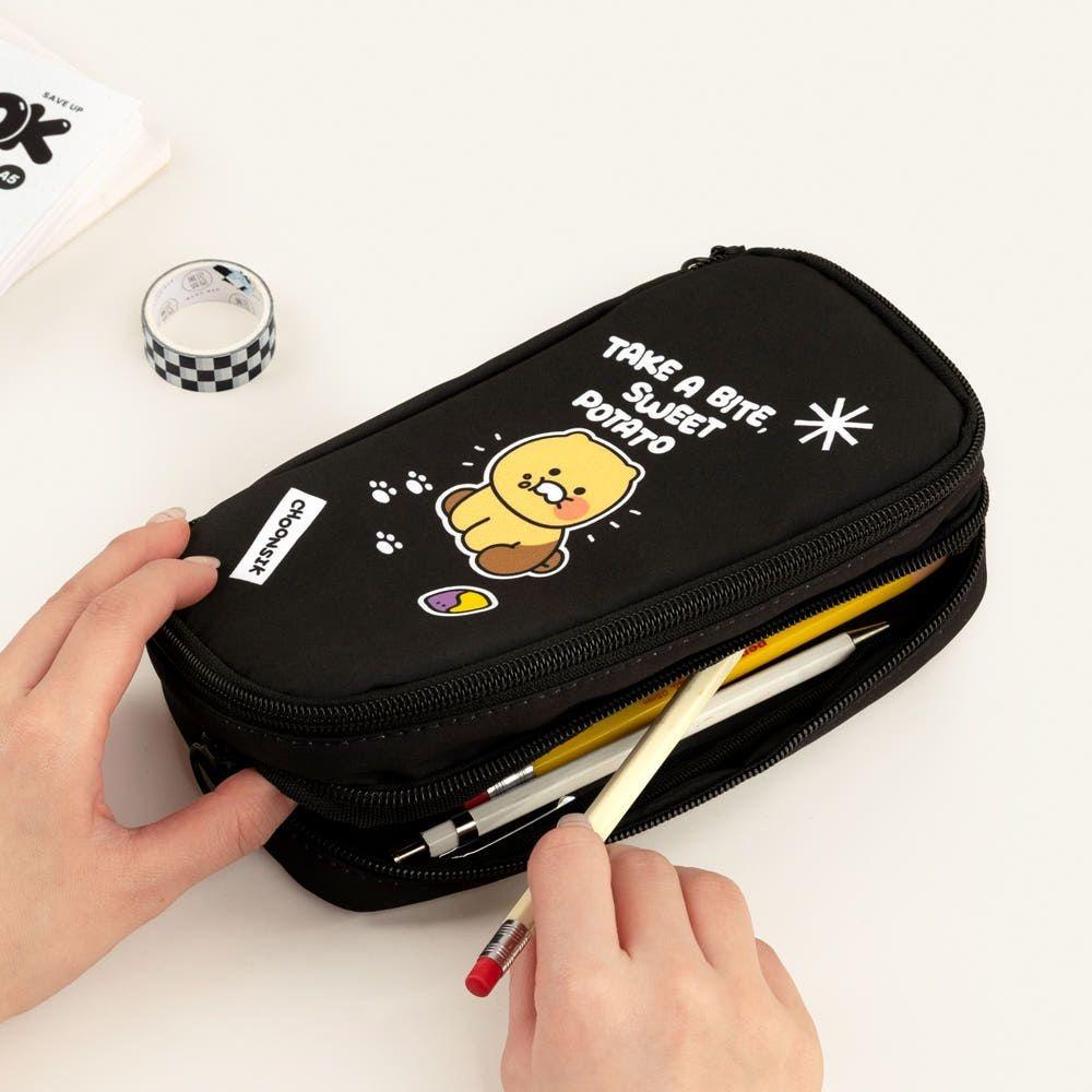 カカオフレンズ チュンシギ モノトーン ツーファスナー ペンケース