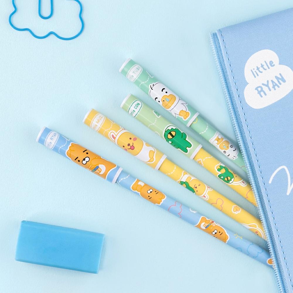 Kakao Friends 文具 学用品 キャラクター ラブリー 4本鉛筆キャップセット ブルー