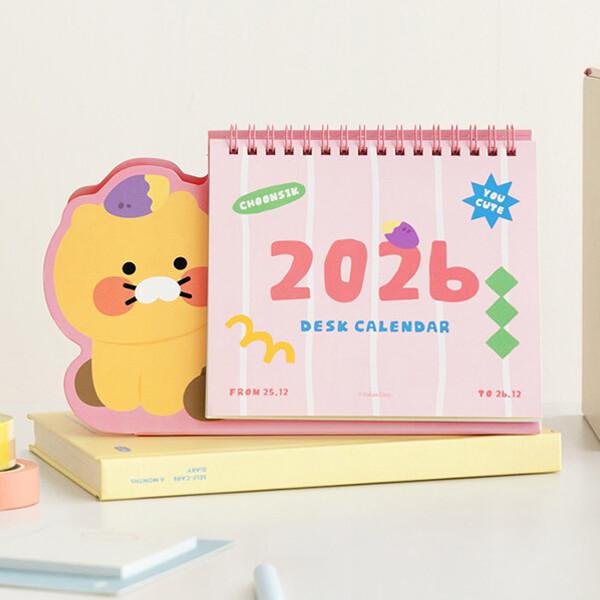 カカオフレンズ チュンシク 2026年 卓上カレンダー ピンク, 1個