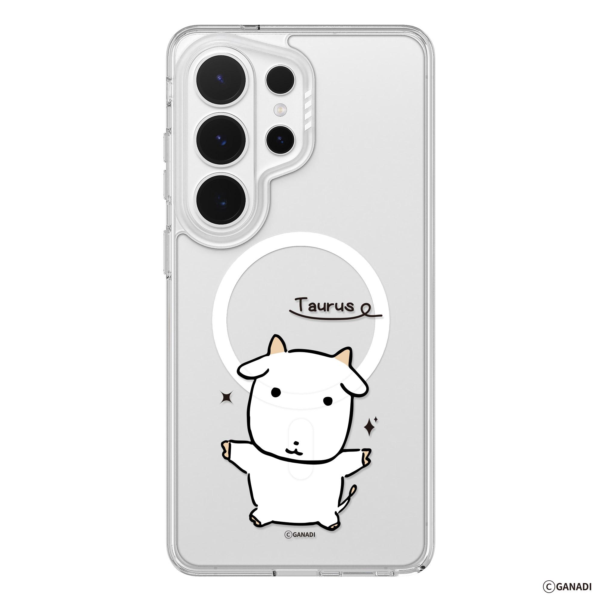 가나디 Galaxy S26 Ultra クリスタル MagSafe マグネット 星座デザイン 透明バンパープラスケース 牡牛座