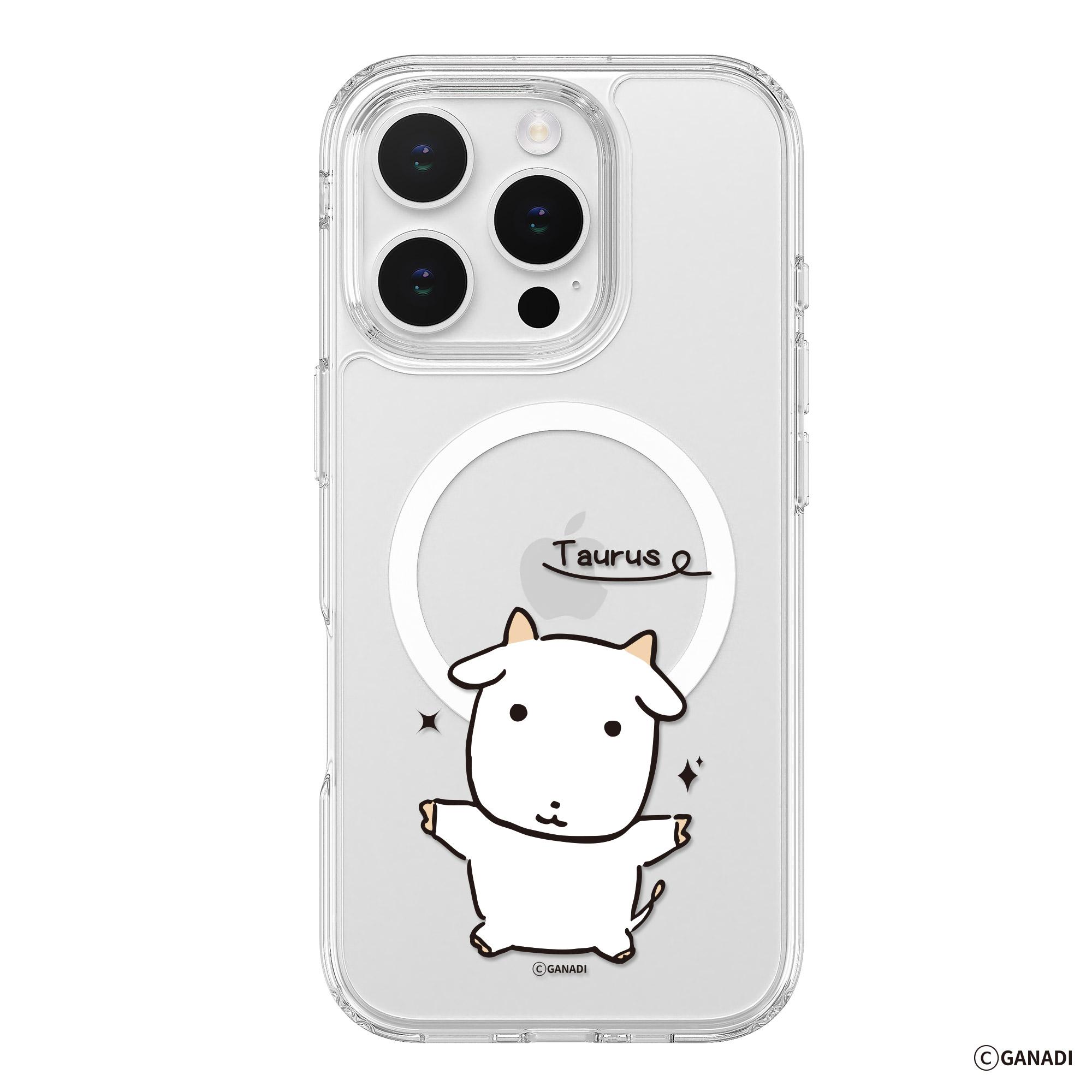 가나디 iPhone 16 Pro Max ピュアシールド MagSafe 星座デザイン クリアバンパーケース 牡牛座