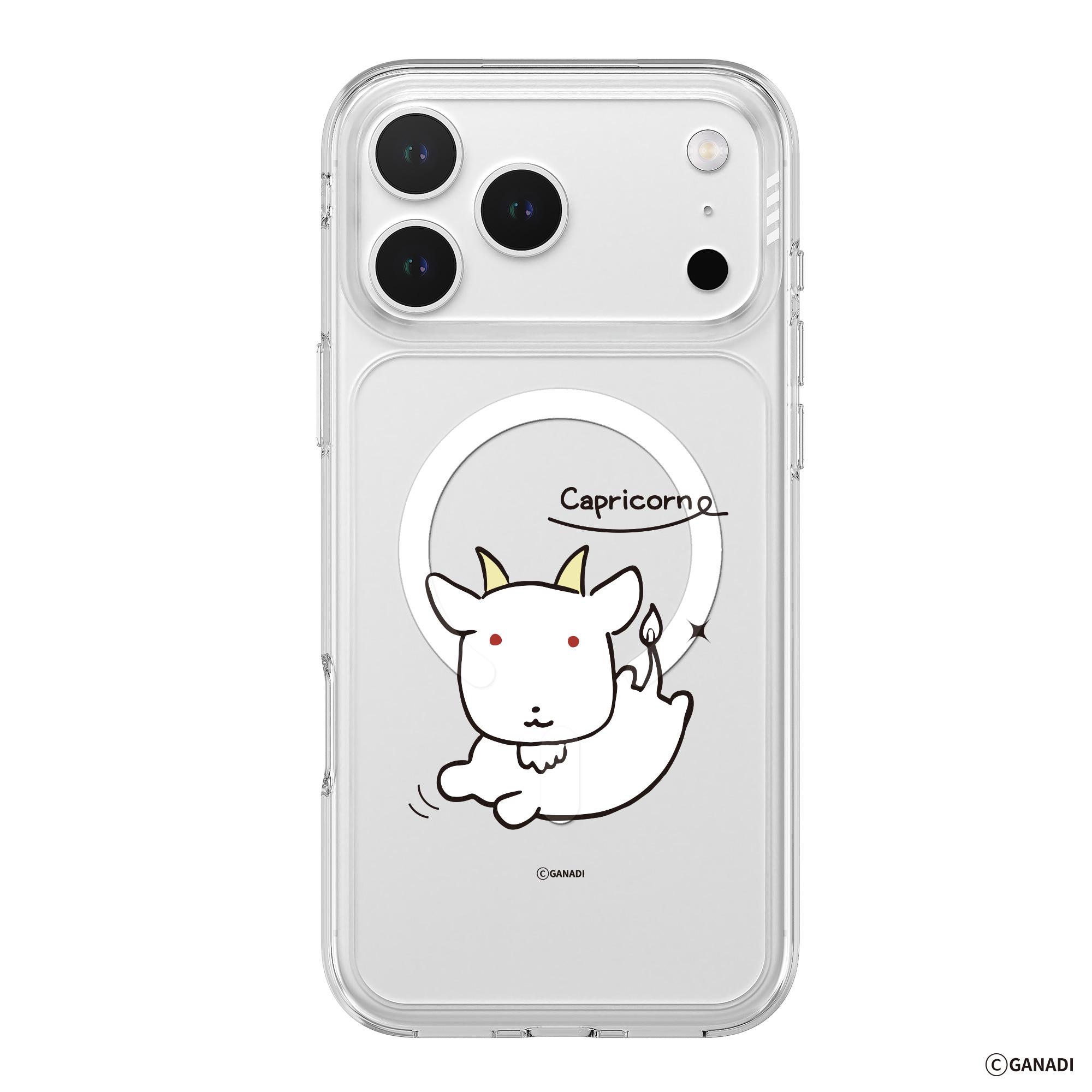 가나디 iPhone 15 Pro Max クリスタル 星座デザイン MagSafe クリアバンパーケース 山羊座