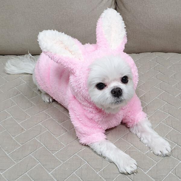 うさぎ ボア フーディー 犬用冬服 猫服 犬服