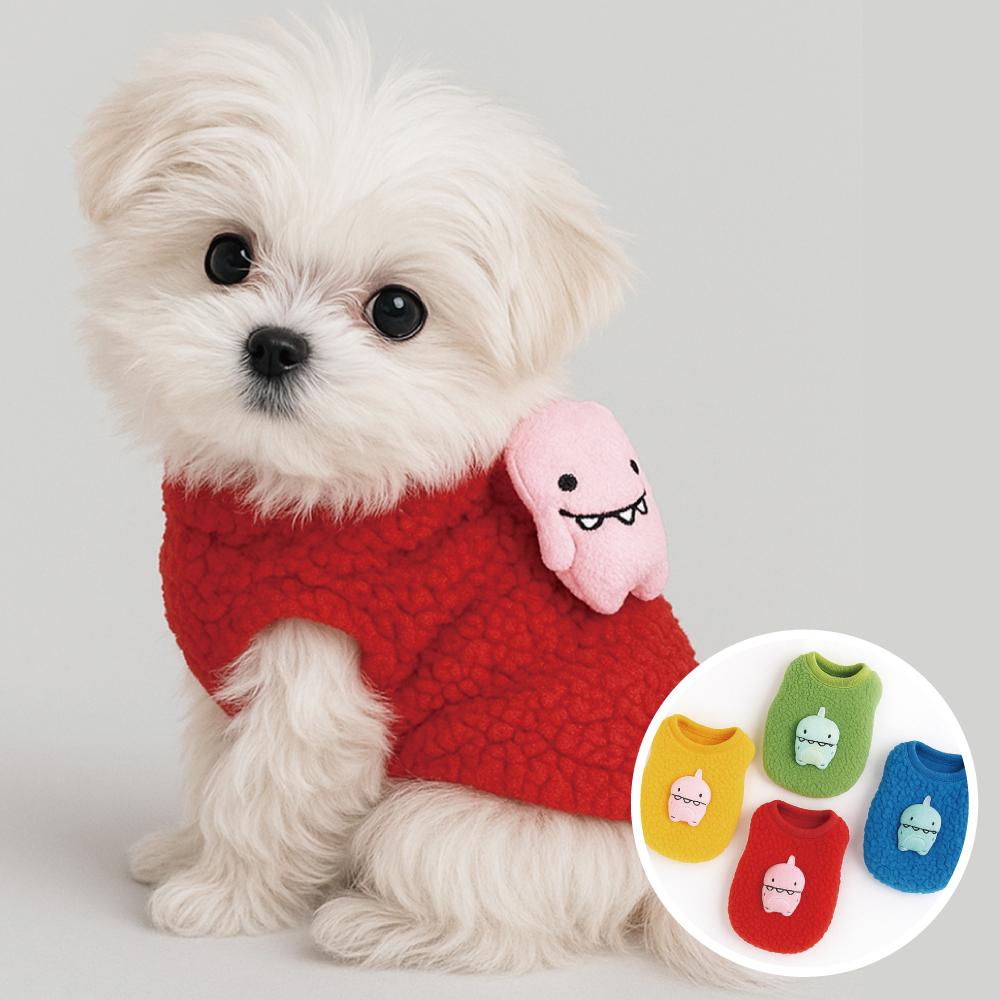 オレンジ柄 ベビー恐竜 起毛Tシャツ 室内着 2ヶ月 3ヶ月 子猫 犬服