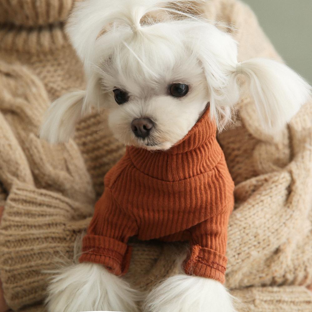 犬服 ゴム編み 犬用タートルネックTシャツ