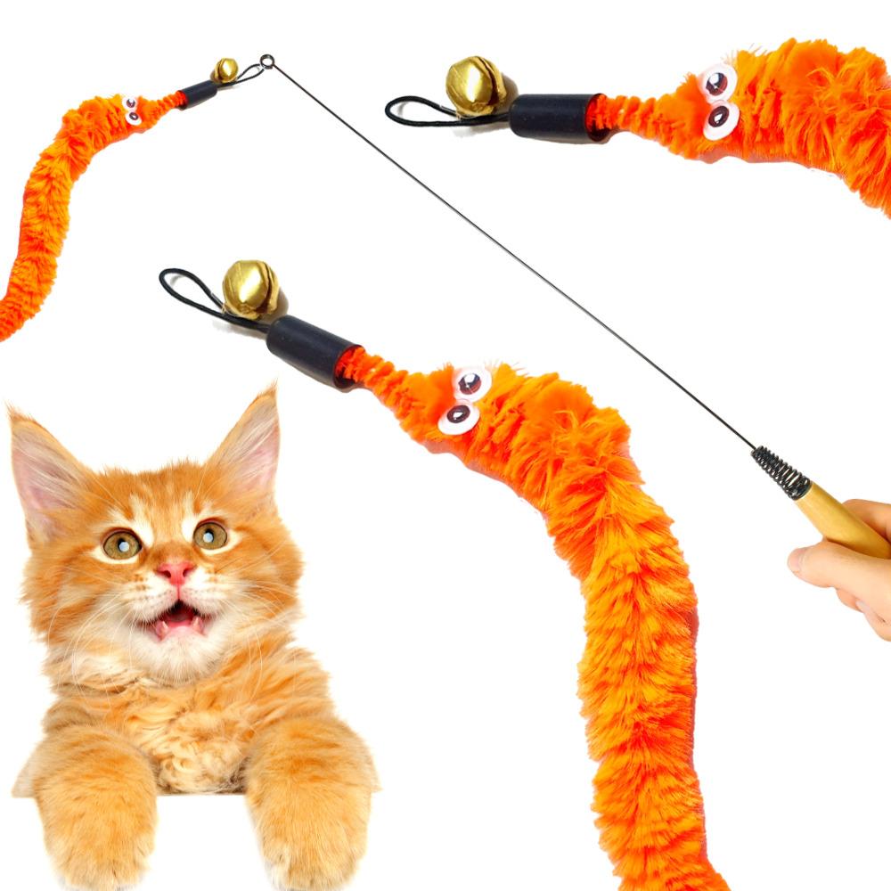 チョジッサ 猫用釣り竿 替えおもちゃ 羽根 交換ルアー ミミズ