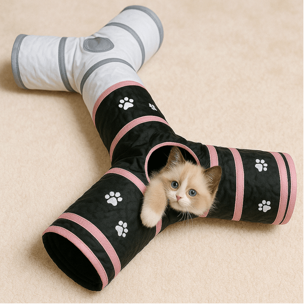 チョジッサ 猫用トンネル キャットトンネル 犬用隠れ家 ドーム Y字型