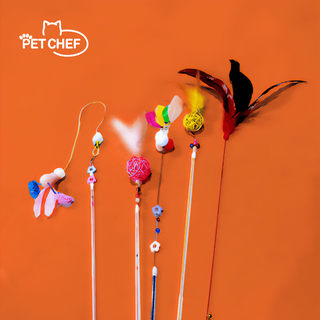 [5種セット] 猫用おもちゃ 猫用釣り竿 羽根 おもちゃ