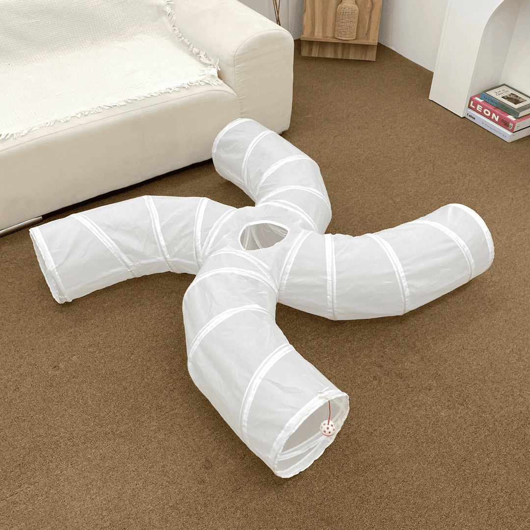 소소네집 (ソソネチプ) 猫用トンネル キャットトンネル 犬用隠れ家 ツイスト オールホワイト