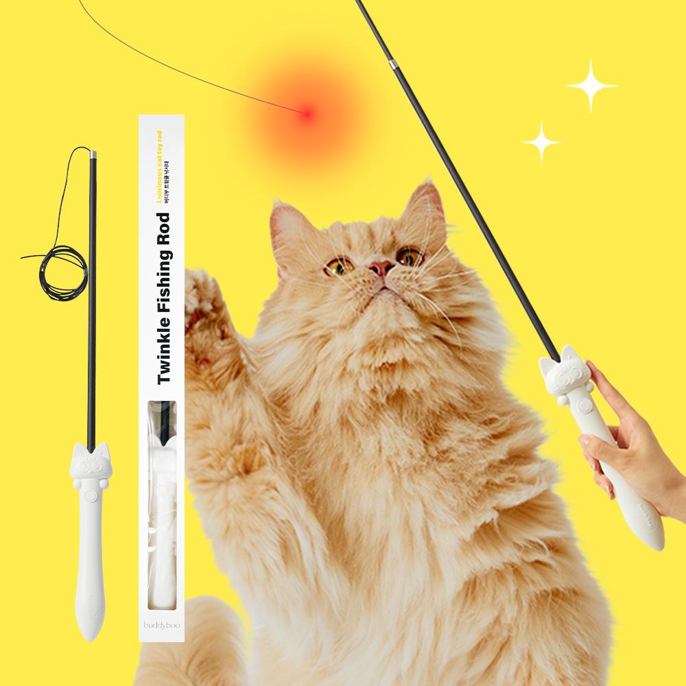 버디부 トゥインクル釣り竿、光る猫用釣り竿 LED 猫用レーザー