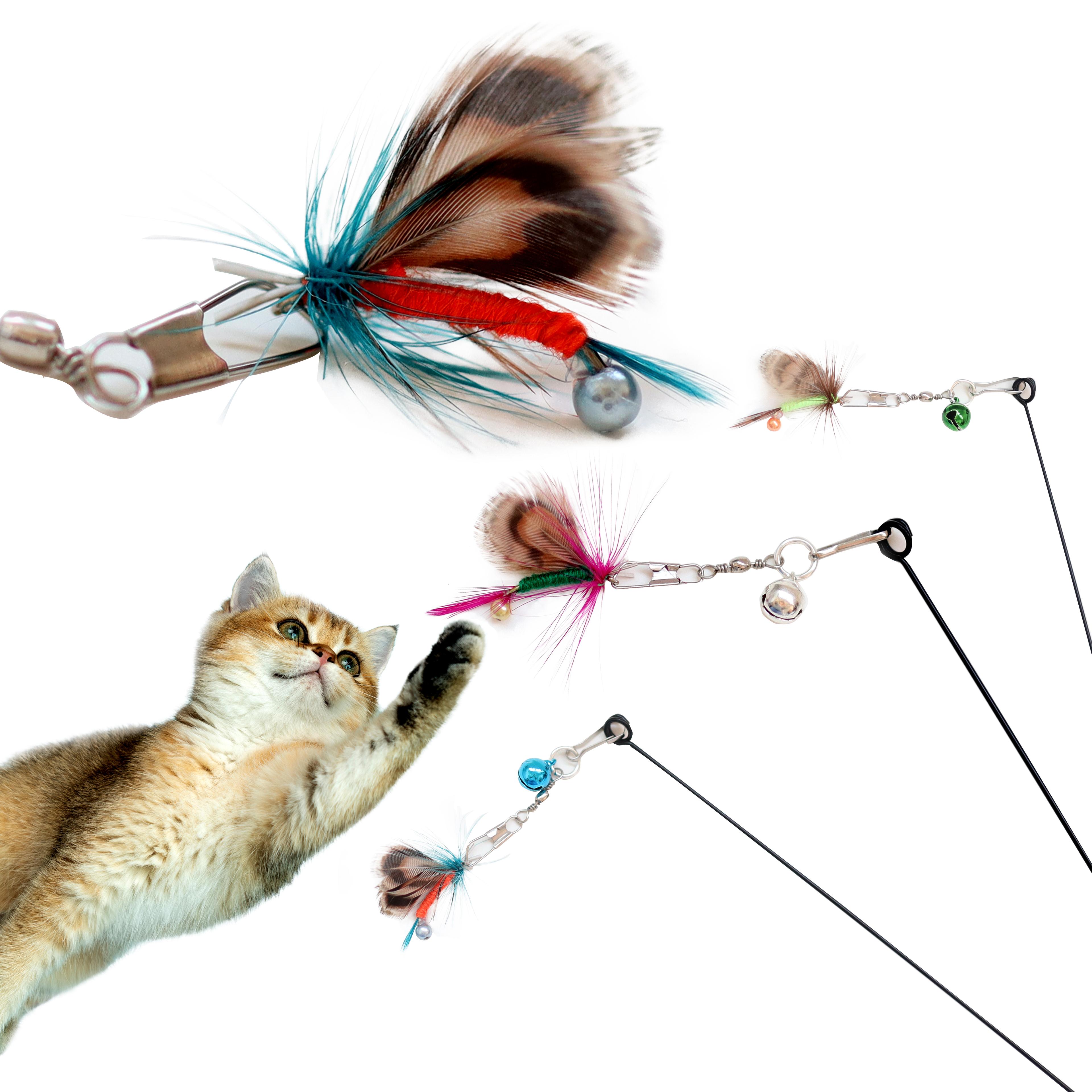 YumiCat 猫 おもちゃ 釣り竿 交換用 チョウバエ 狂うほど好き 羽根