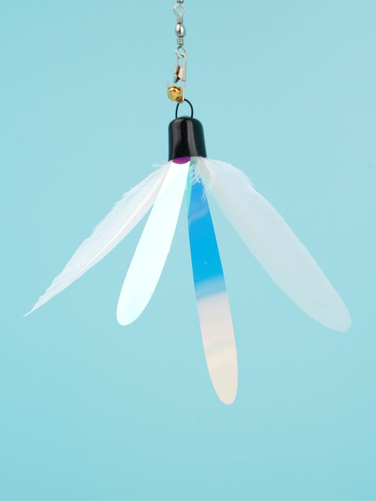 ハンドメイド 猫用おもちゃ 詰め替え 釣り竿 くるくる 回転カシャ フェザー