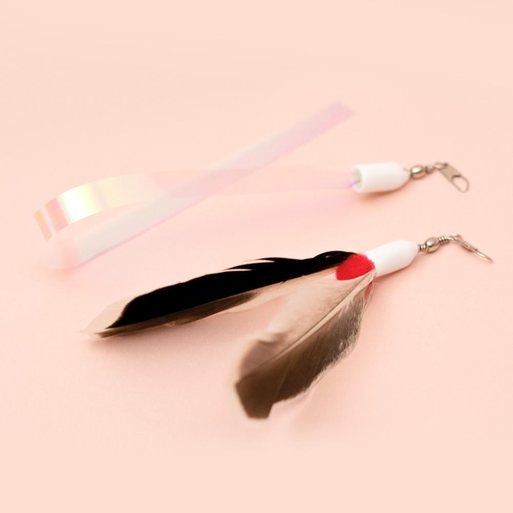 Juapet 猫用おもちゃ 釣り竿 ロッド 詰め替え おもちゃ 回転フェザー ビニール紐 カシャ