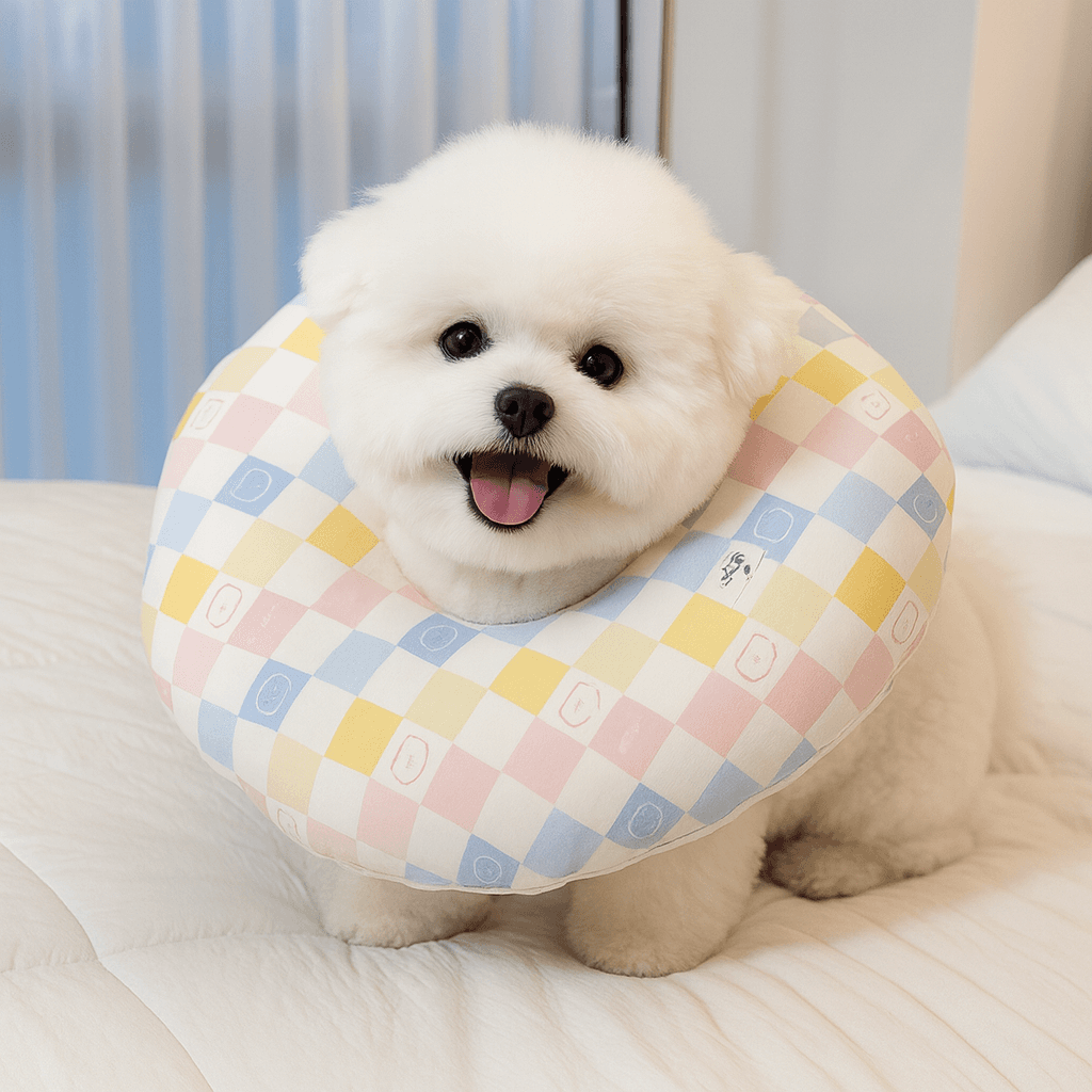 子犬用エリザベスカラー オーガニックネッククッション サイズ調節可能 クッション 꿀잠(グッスリ) ゼリー