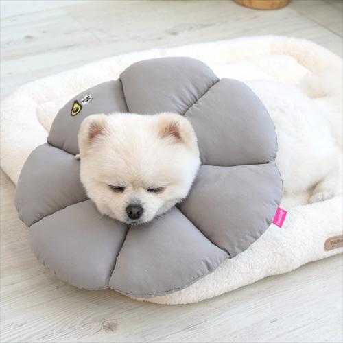 犬 猫用 ぐっすり 介護カラー 刺繍防水シリーズ グレー S ペット用 エリザベスカラー 保護ネック