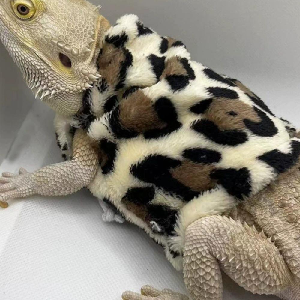 トカゲ用ウェア ゲッコー用ウェア ヒョウ柄 クレステッドゲッコー カメレオン フード付き 衣装