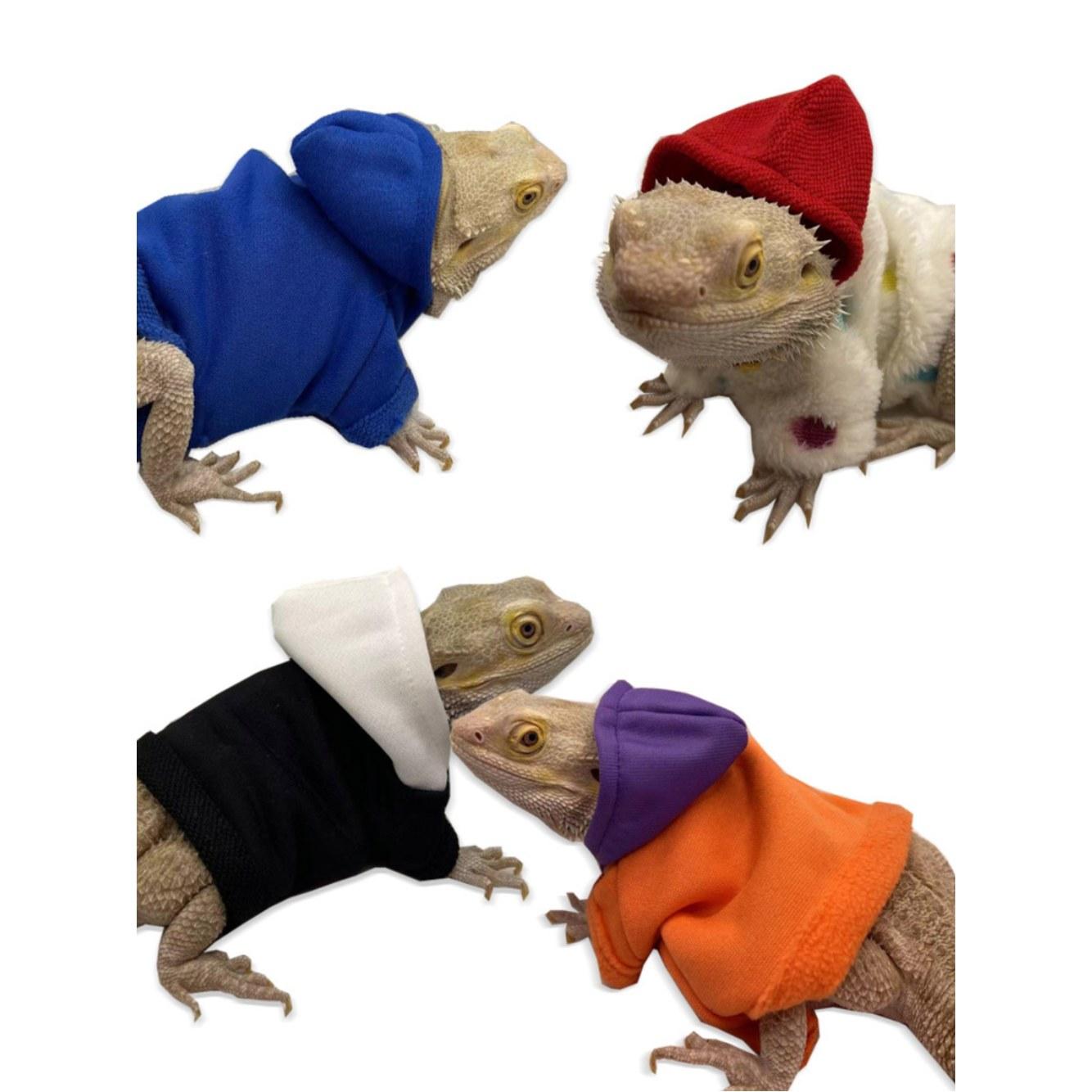 トカゲ用ウェア リアルハンドメイド フード付き お出かけ用 変身！お散歩用 トレーナー トカゲ用 イエローTシャツ