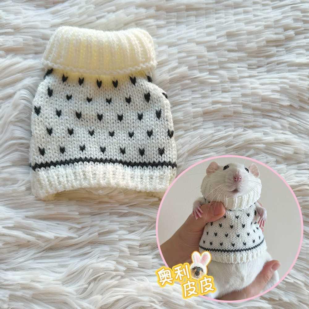 ペット用ミニ服 花リス ギニアピッグ ハムスター ミンク トカゲ 猫 ミーアキャット ギニアピッグ セーター ホワイト (ハムスターx) L