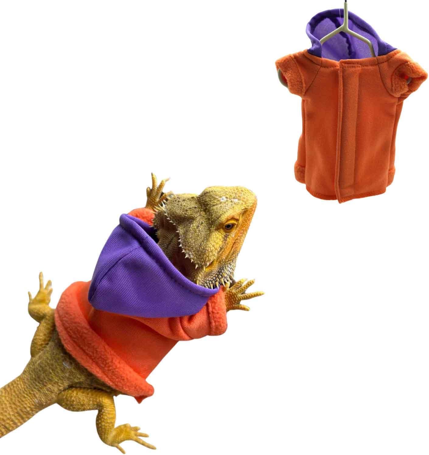 ビアー dragons コットンフーディー レオパード トカゲ コスチューム 皮膚保護用 爬虫類ウェア Black