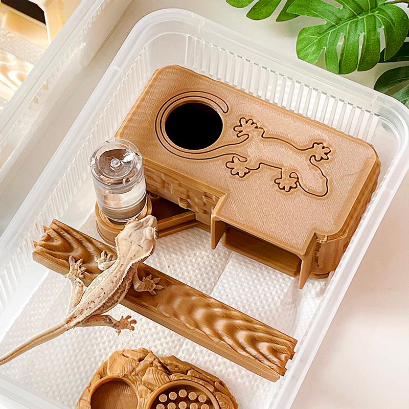 クレスティッドゲコ 飼育ケース クレス 湿潤シェルター トカゲ 小型 カプチーノ