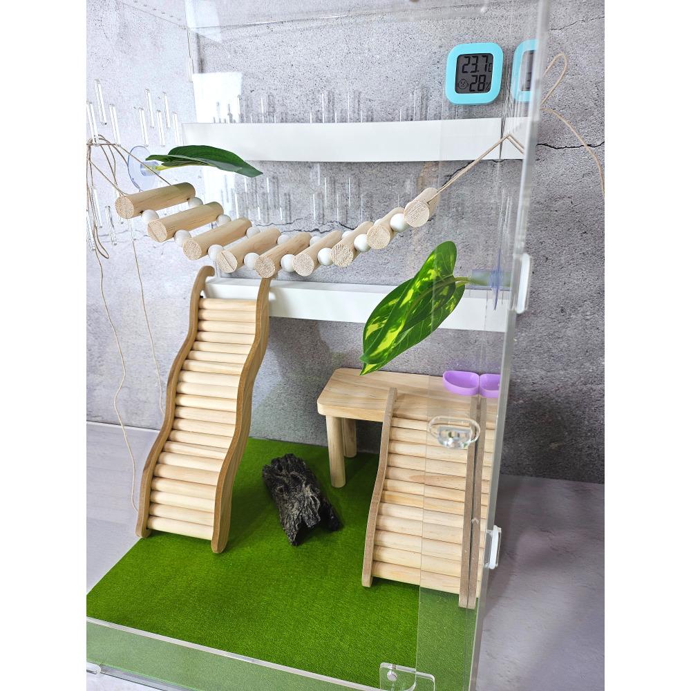 木製 ラダー クレスティッドゲコ バックアップ 爬虫類 シェルター 木製シェルター 飼育ケース 用品 17,21,27cm