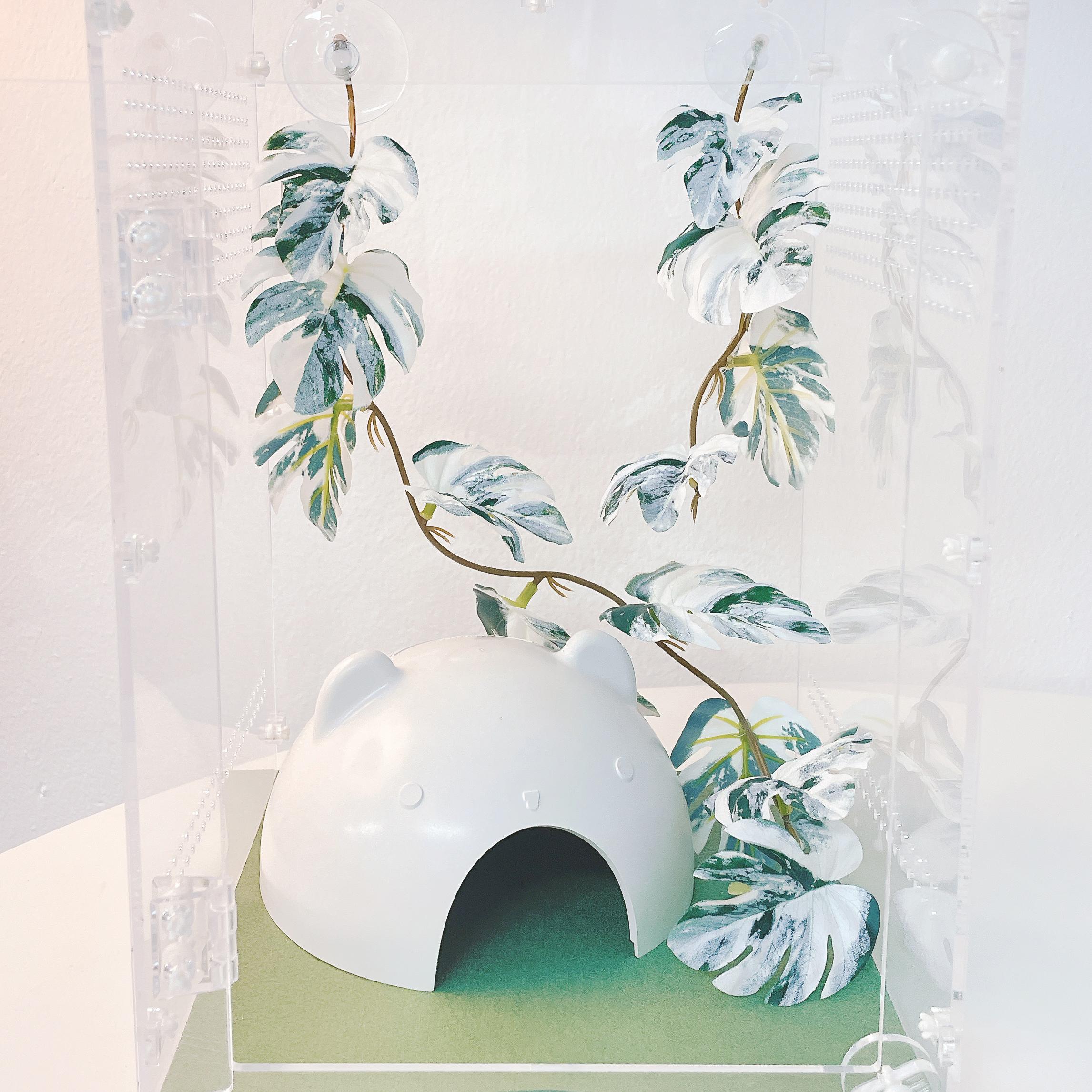 クレ トカゲ 人工植物 ニュー モンステラ アルボ つる シェルター 爬虫類用品 アクリル飼育ケージ装飾