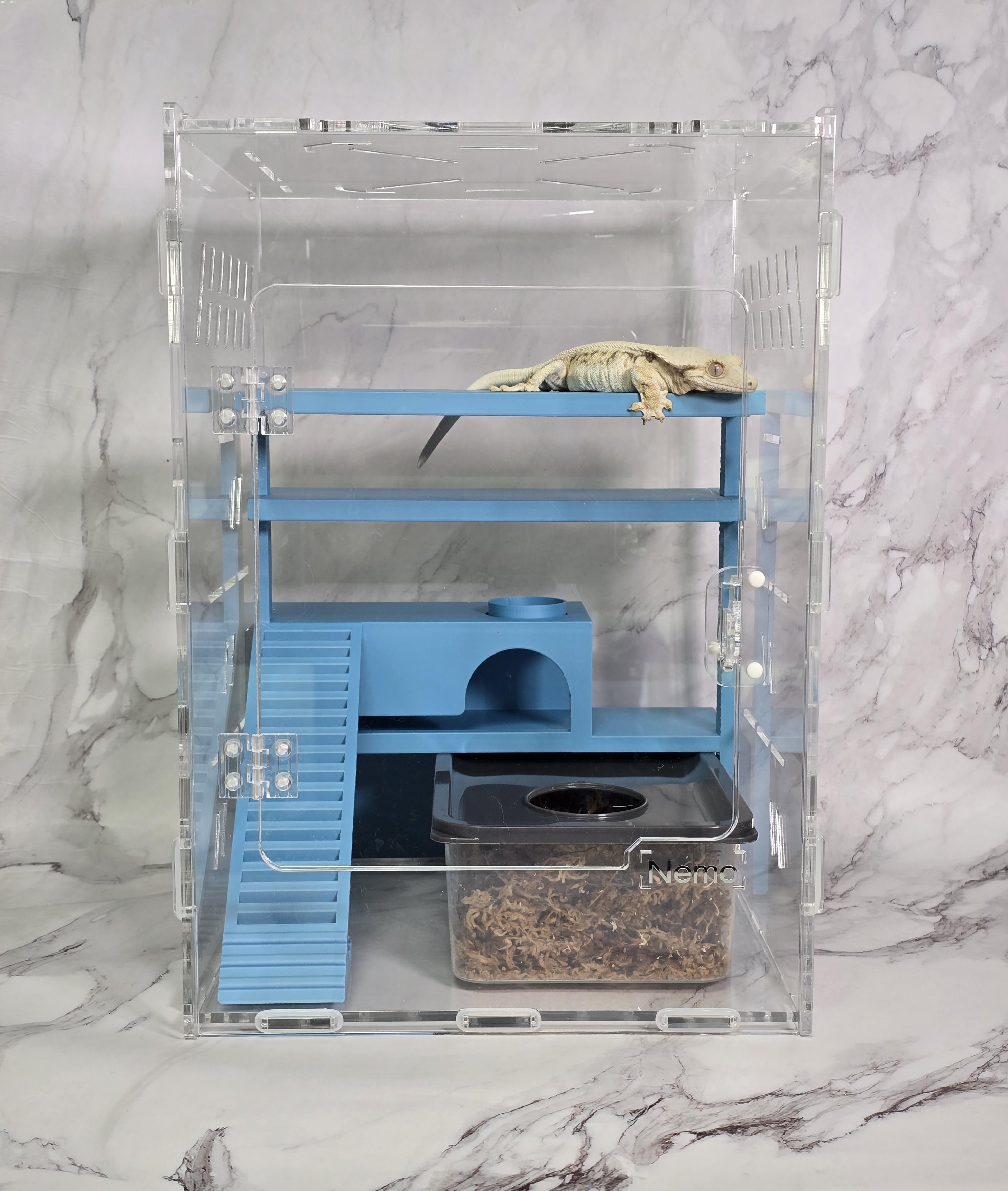 252535 アクリルケース 溶媒用 クレステッドゲッコー 飼育ケージ クレ 湿式 隠れ家 トカゲハウス フルハウス