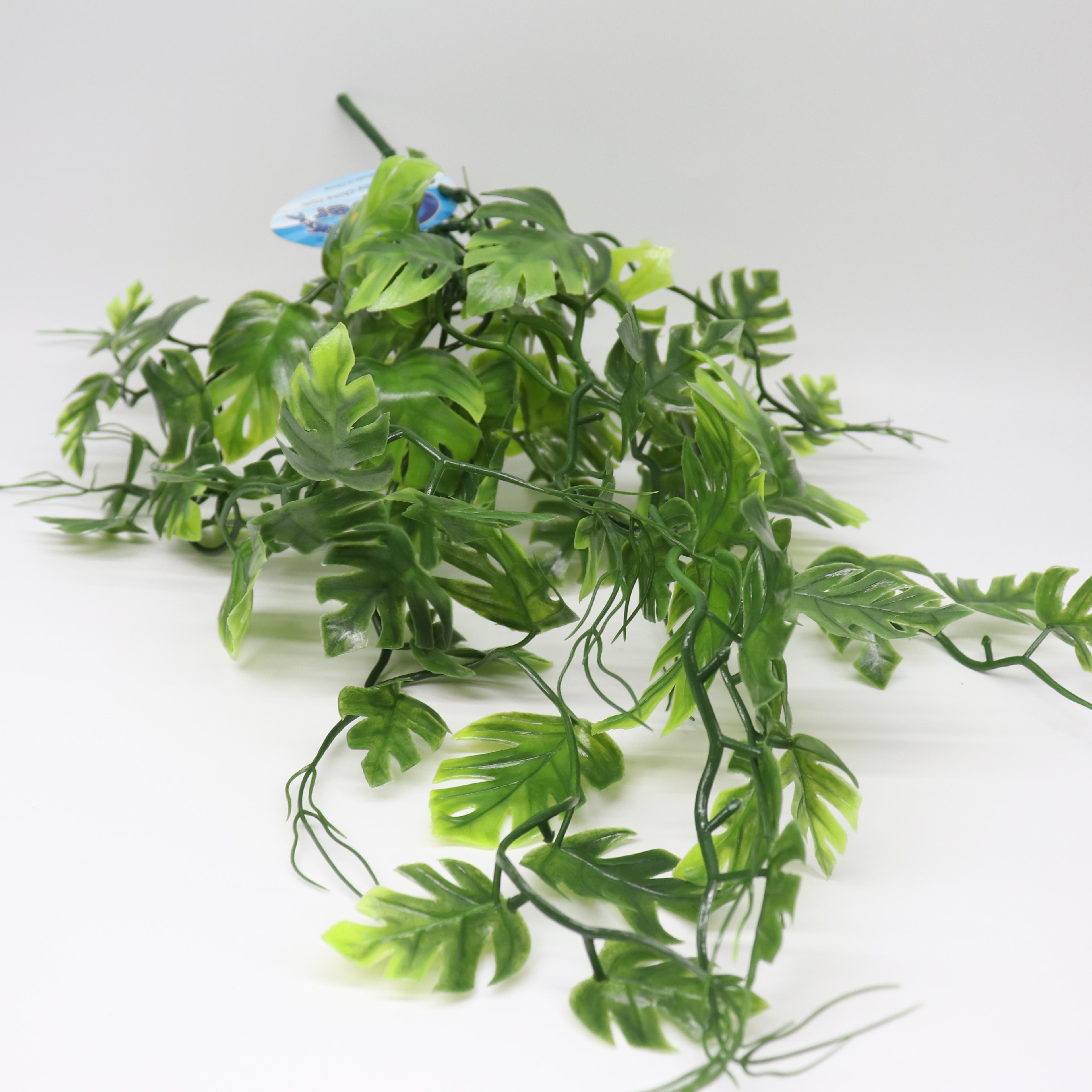 人工植物束 モンステラ葉 吸盤式 爬虫類隠れ家 飼育ケージ 飼育ケージデコレーション テラリウム